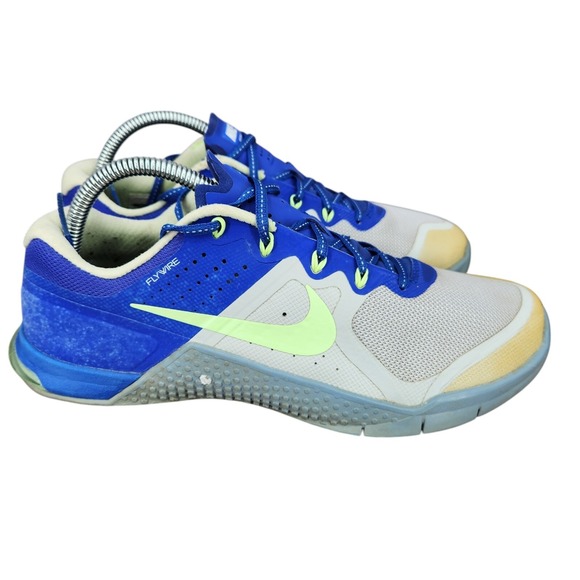 Nike Metcon 2 Flywire Shoes Womens 10 Blue Gray Gym Training Crossfit 821913-003 - Picture 1 of 13